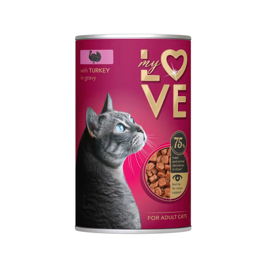 My Love Adult Cat Wet Food 415g with turkey in gravy