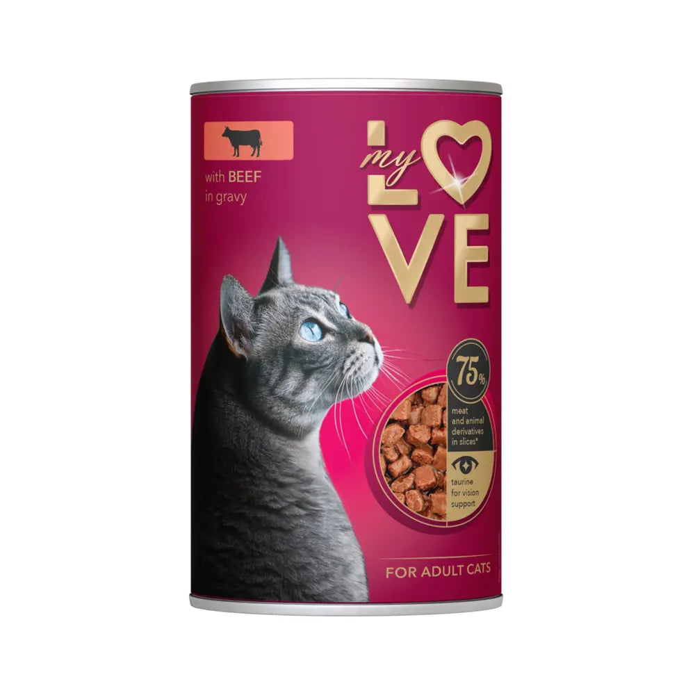 My Love Adult Cat Wet Food 415g with beef in gravy
