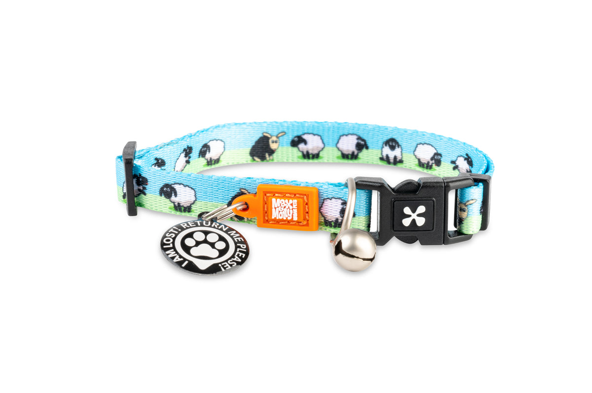 Max & Molly Original Gear Cat Collar in Black Sheep Design