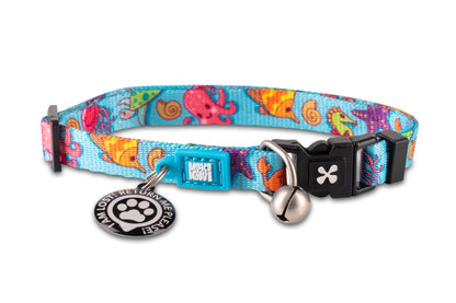 Max & Molly Original Gear Cat Collar in Blue Ocean Design