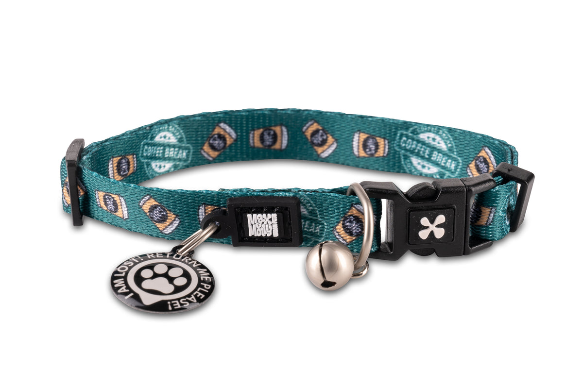 Max & Molly Original Gear Cat Collar in Coffee Break Design
