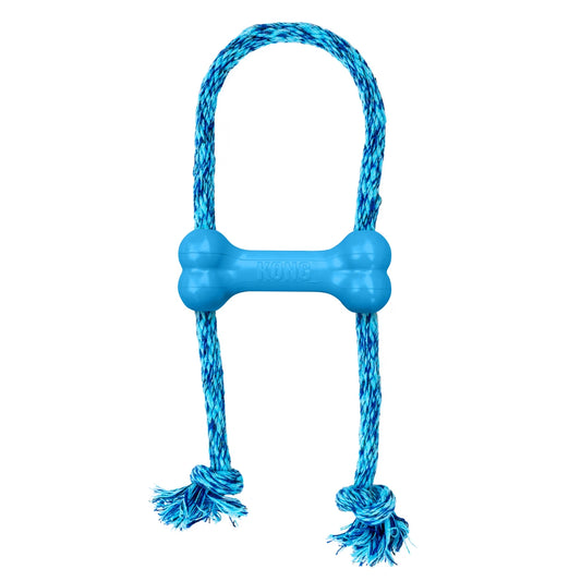 Kong Puppy Goodie Bone Toy with Rope in blue color