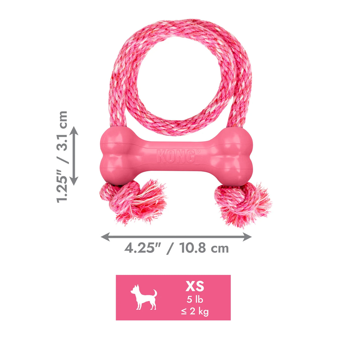 KONG Παιχνίδι Σκύλου Puppy Goodie Bone με Σχοινί - XSmall