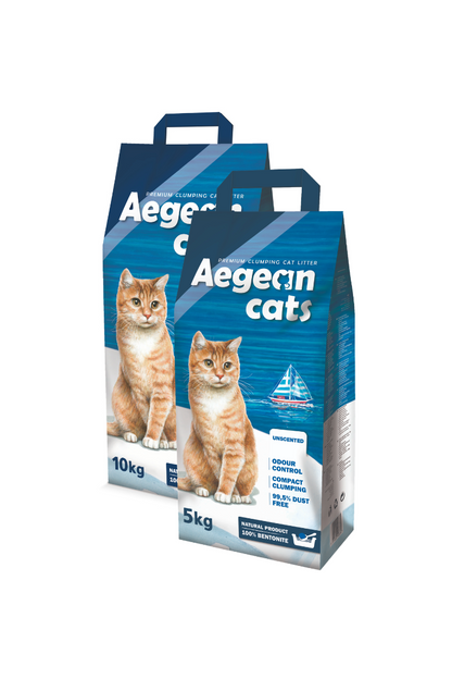 aegean cats άμμος υγιεινής για γάτες χωρίς άρωμα σε συσκευασία 5 και 10kg