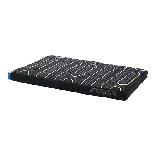 ROGZ GRAPHIX flat pet bed in black and grey pattern