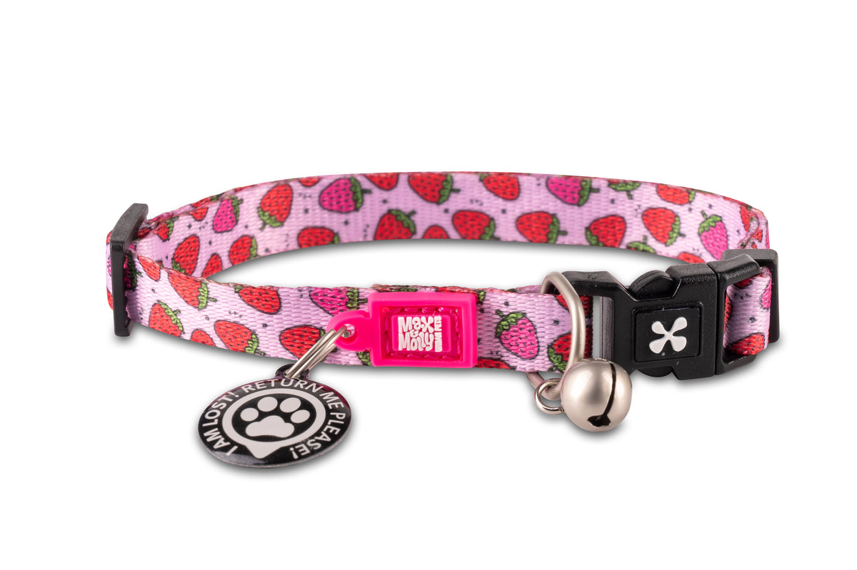 Max & Molly Original Gear Cat Collar in Strawberry Dream Design