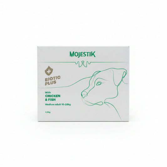 ξηρή τροφή σκύλου mojestik biotic plus medium adult