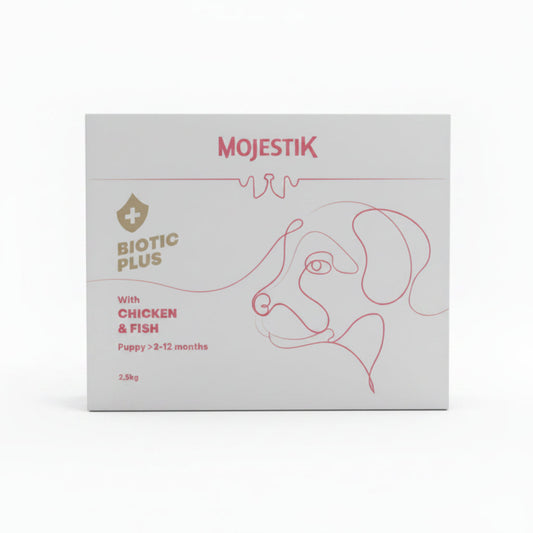 ξηρή τροφή σκύλου mojestik biotic plus puppy
