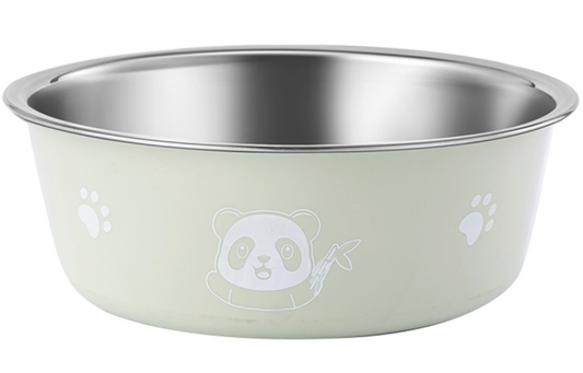 Stainless Steel Bowl with Panda and Paw Print Design